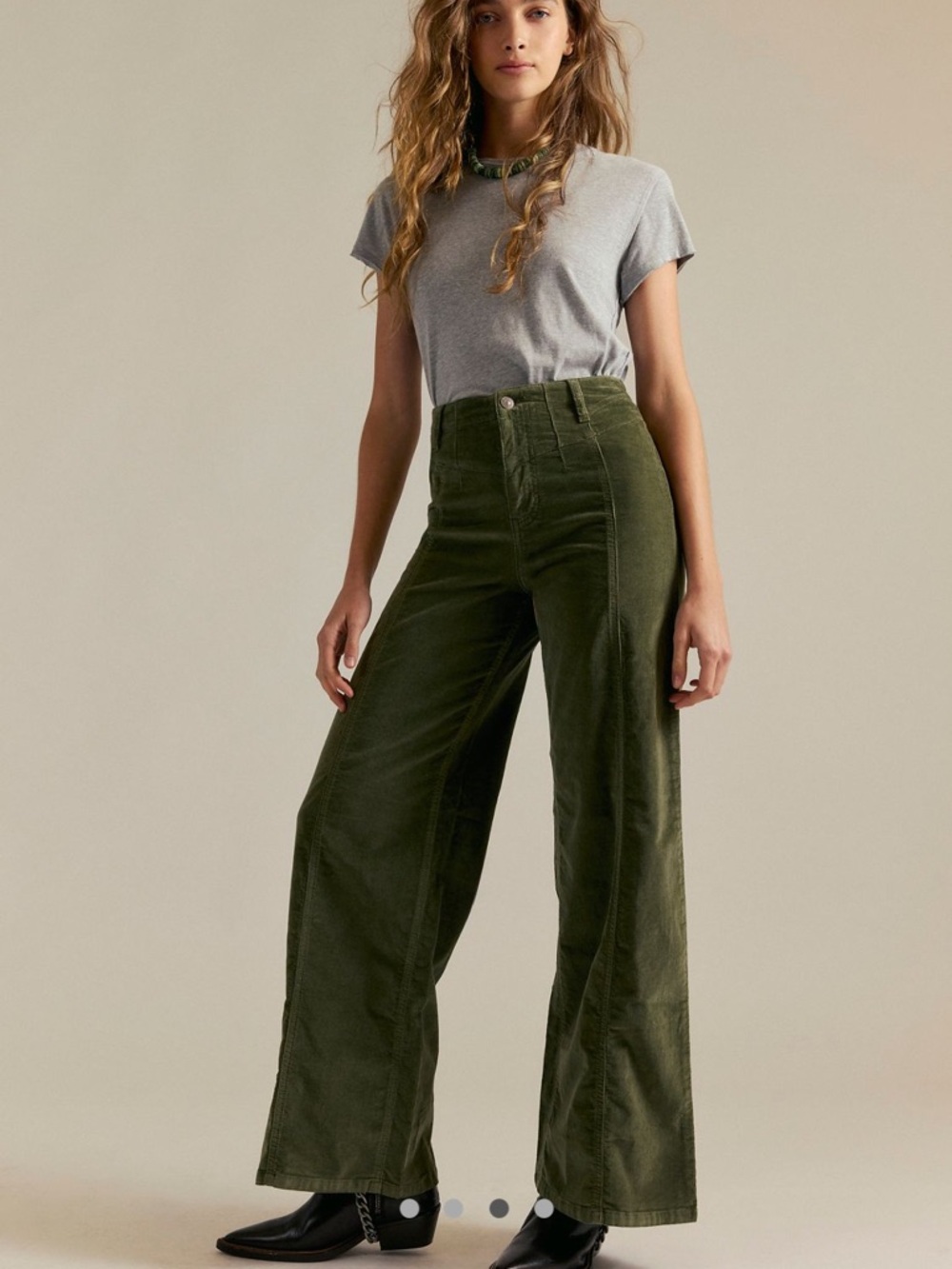 Free People We The Free Libre Corduroy Wide Leg Jean Pant Green
